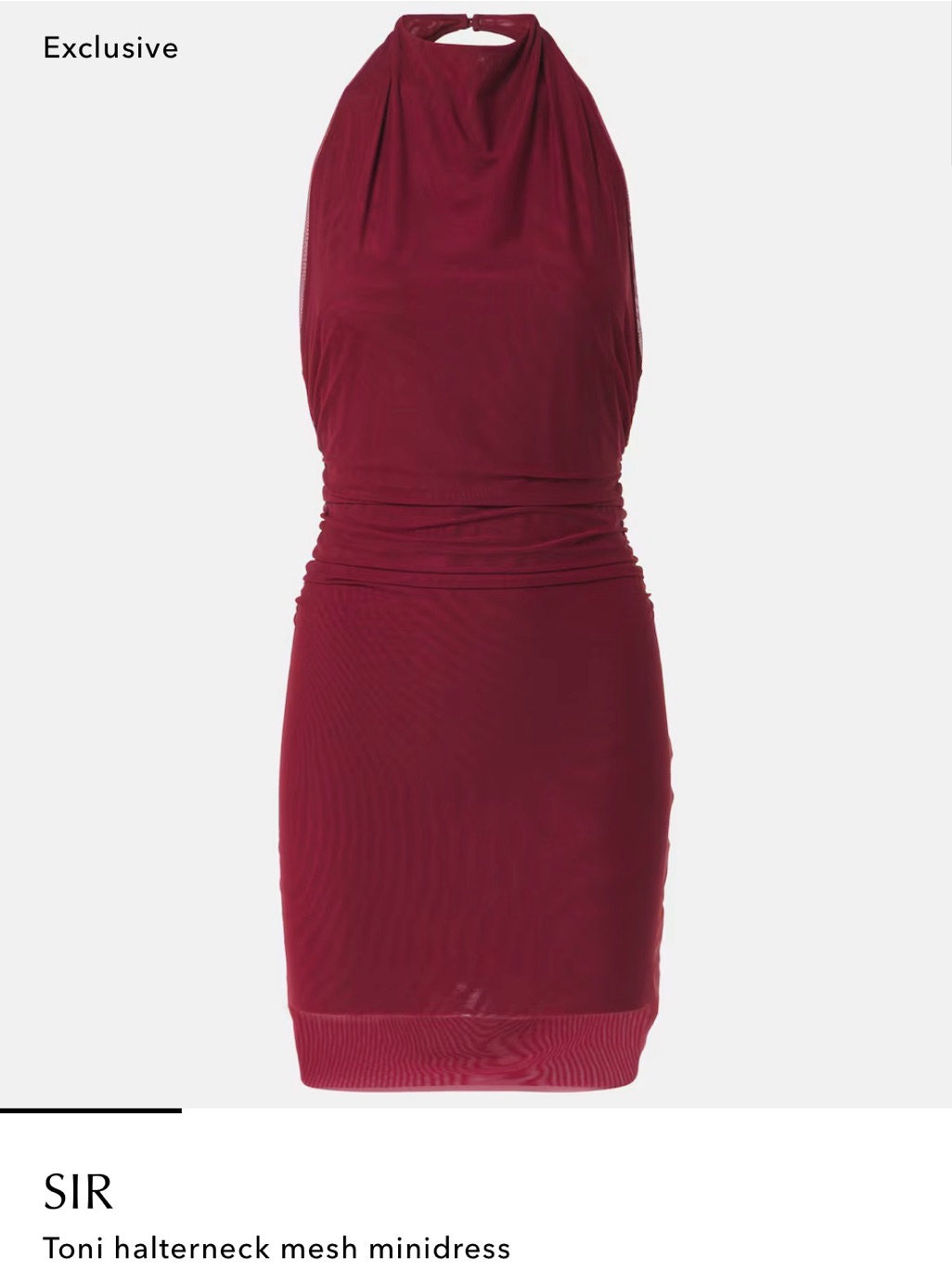 Sir The Label Halterneck Mesh Mini Dress In Deep Wine